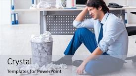  Presentation with new ideas - Beautiful presentation design featuring stroke headache - businessman rejecting new ideas backdrop and a light blue colored foreground