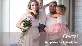  Presentation with new birth - Presentation having dad little daughter and son background and a gray colored foreground