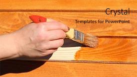  Presentation with wood and glitter - Colorful slide set enhanced with hand with paintbrush on wood backdrop and a gold colored foreground