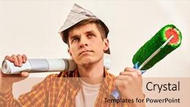  Presentation with painting walls paint roller - Presentation design featuring  background and a  colored foreground