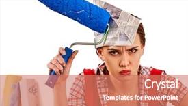  Presentation with paint roller - PPT theme featuring  background and a  colored foreground