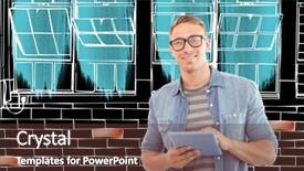  Presentation with front office - PPT layouts with office wall lines in negative background and a tawny brown colored foreground