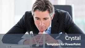  Presentation with newton cradle - PPT layouts with newton cradle - confident mature businessman looking background and a ocean colored foreground