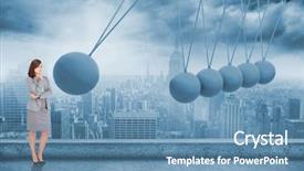  Presentation with walled city lahore - Amazing presentation design having newton cradle - focused businesswoman against city backdrop and a teal colored foreground