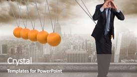  Presentation with steps - Cool new theme with newton cradle - shouting businessman against shut door backdrop and a  colored foreground