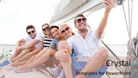  Presentation with travel friends - PPT layouts featuring newtravelling - vacation travel sea friendship background and a coral colored foreground