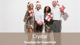  Presentation with new year - PPT theme having newyear - group of cheerful smartly dressed background and a coral colored foreground