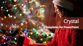  Presentation with magic leap - Slide set featuring newyear - joyful santa opening magic box background and a tawny brown colored foreground