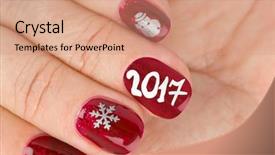  Presentation with finger nail - Presentation theme with newyear 2016 - finger nail with christmas pattern background and a coral colored foreground