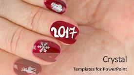  Presentation with finger nail - Amazing presentation theme having newyear 2016 - finger nail with christmas pattern backdrop and a coral colored foreground
