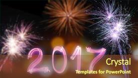  Presentation with happy new year - Colorful slide set enhanced with newyear 2016 - happy new year 2017 backdrop and a tawny brown colored foreground