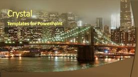  Presentation with new york night - Audience pleasing PPT layouts consisting of newyork - brooklyn bridge in new york backdrop and a violet colored foreground