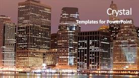  Presentation with new york night - Audience pleasing PPT theme consisting of newyork - lower manhattan at night new backdrop and a violet colored foreground