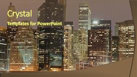  Presentation with new york night - Slide deck featuring newyork - lower manhattan at night new background and a tawny brown colored foreground