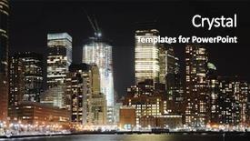  Presentation with new york night - Cool new PPT theme with newyork - lower manhattan at night new backdrop and a black colored foreground