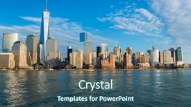  Presentation with manhattan - Cool new PPT theme with beautiful summer landscape with city mountains and cloudy blue sky backdrop and a light blue colored foreground