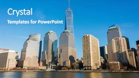  Presentation with manhattan - Slide deck consisting of newyork - panorama of downtown manhattan background and a teal colored foreground