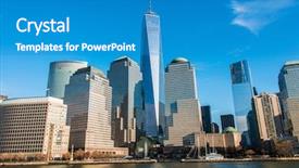  Presentation with manhattan - Slide set enhanced with newyork - panorama of downtown manhattan background and a teal colored foreground