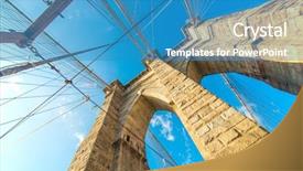  Presentation with brooklyn bridge - Amazing PPT theme having newyork - part of famous brooklyn bridge backdrop and a teal colored foreground