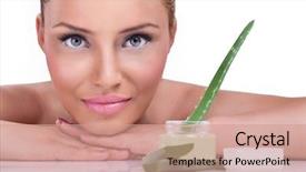  Presentation with beautiful skin - Slide set featuring next cream of aloe vera background and a coral colored foreground