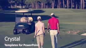  Presentation with golf course - PPT theme with next hole on golf course background and a ocean colored foreground