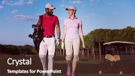  Presentation with walking young wild jaguar - Beautiful slide set featuring next hole on golf course backdrop and a tawny brown colored foreground