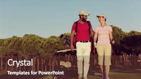  Presentation with golf course - Presentation design with next hole on golf course background and a tawny brown colored foreground