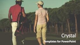  Presentation with golf course - Slide set having next hole on golf course background and a tawny brown colored foreground