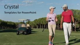  Presentation with golf course - Presentation theme featuring next hole on golf course background and a light blue colored foreground