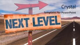  Presentation with road - Presentation theme consisting of next level sign with road background and a light blue colored foreground