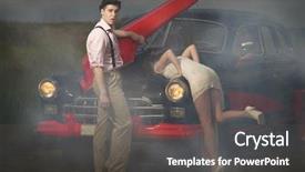  Presentation with next - Presentation featuring next retro car in smoke background and a dark gray colored foreground