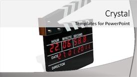  Presentation with timer - Amazing PPT theme having next stage - large electronic clapperboard with light-pipe backdrop and a white colored foreground