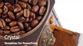 Presentation with coffee beans - Audience pleasing theme consisting of next to a coffee grinder backdrop and a tawny brown colored foreground