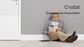  Presentation with kids reading book - Colorful PPT theme enhanced with next to a white door backdrop and a light gray colored foreground