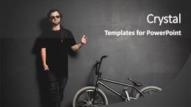 Presentation with bmx - Presentation theme having next to his bmx bike background and a dark gray colored foreground