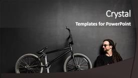  Presentation with bmx - Colorful PPT theme enhanced with next to his bmx bike backdrop and a dark gray colored foreground