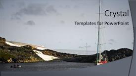  Presentation with yacht - Presentation theme enhanced with next to rocks in antarctica background and a  colored foreground
