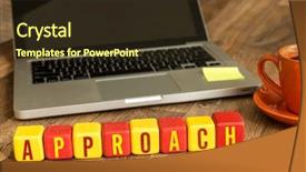  Presentation with cube - Beautiful presentation design featuring next year plan - approach written on a wooden backdrop and a wine colored foreground