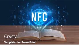  Presentation with nfc technology - Beautiful theme featuring nfc inscription coming out from an open book digital technology concept backdrop and a tawny brown colored foreground