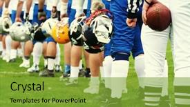  Presentation with team player - Theme having nfl - american football equipment - helmet background and a gold colored foreground