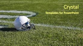  Presentation with football field - Audience pleasing presentation consisting of nfl - football helmet on field background backdrop and a tawny brown colored foreground