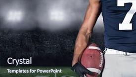  Presentation with football stadium - Cool new presentation theme with young smiling woman with headphones relaxing on the sofa listening to music online using a smartphone backdrop and a tawny brown colored foreground