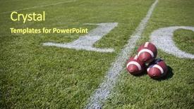  Presentation with football field - Amazing PPT theme having nfl - footballs positioned together backdrop and a tawny brown colored foreground