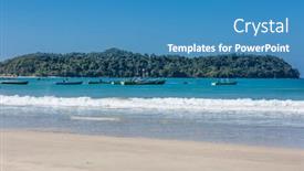  Presentation with beach - Theme enhanced with ngapali-beach-rakhine-state-myanmar background and a teal colored foreground