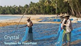  Presentation with fish beach - Audience pleasing theme consisting of ngapali-myanmar-february-2-2016 backdrop and a ocean colored foreground