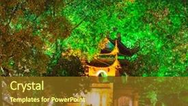 Presentation with vietnam hanoi - Beautiful PPT theme featuring ngoc son temple in hanoi backdrop and a tawny brown colored foreground