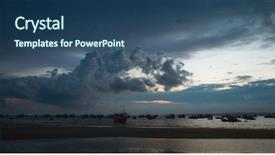  Presentation with long tailed boat fishing boat - Audience pleasing presentation theme consisting of nhatrang - dark silhouettes of vietnamese fishing backdrop and a ocean colored foreground