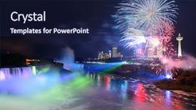  Presentation with falls - Slide deck enhanced with niagara falls lit at night background and a navy blue colored foreground