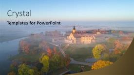  Presentation with castle - PPT layouts consisting of niasvizh-castle-belarus-aerial-photo background and a light blue colored foreground