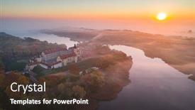  Presentation with aerial - Colorful PPT theme enhanced with niasvizh-castle-belarus-aerial-photo backdrop and a tawny brown colored foreground